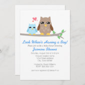 Cute Boy Baby shower Owl Kaart (Voorkant / Achterkant)