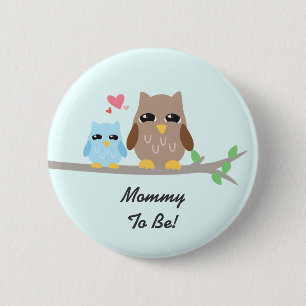 Cute Boy Baby shower Owl Ronde Button 5,7 Cm