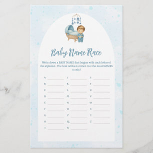 Cute Boy Blue Baby Shower Naam Raad Game voor de K