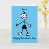 Cute Boy Blue Valentijns Card Kaart (Gele Bloem)