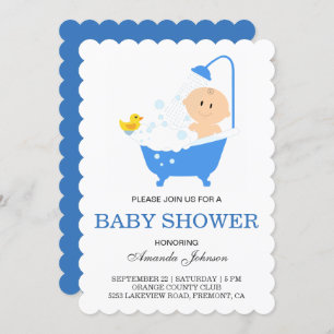 Cute Boy Bubble Bath Baby shower Invitation Kaart
