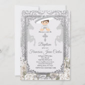 Cute Boy Charro Baptism Christening Uitnodiging (Voorkant)