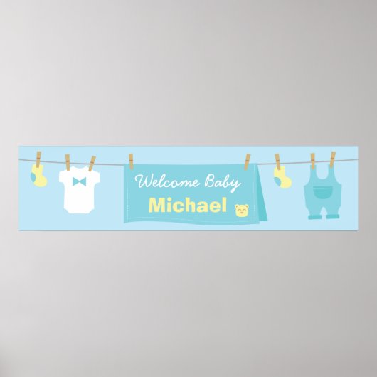 Cute Boy Clothes Baby shower Welcome Banner Poster (Voorkant)