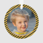 Cute Boy Construction Vehicle Kinder met kerstmis Ornament (achterkant)