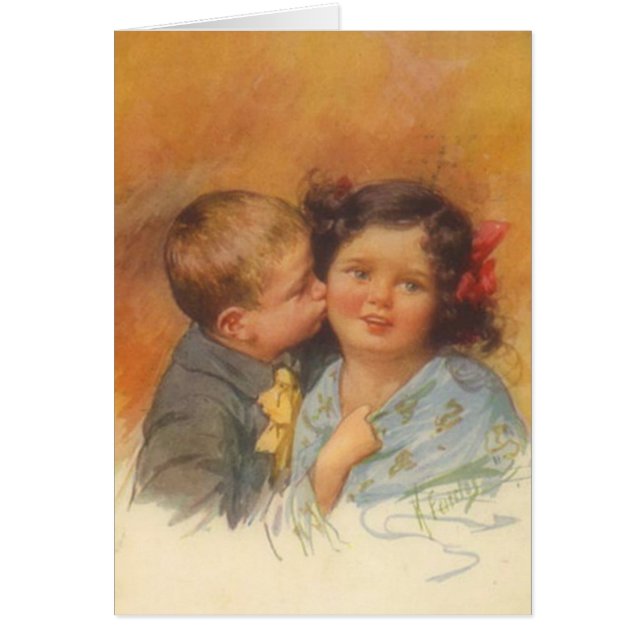  Cute Boy die een kus op de wang gooit (Voorkant)