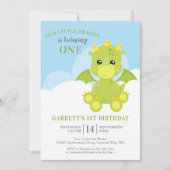 Cute Boy Dragon 1st Birthday Kaart (Voorkant)