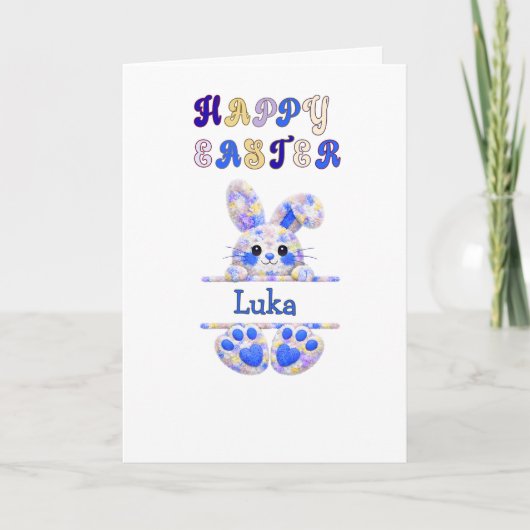 Cute Boy Easter Bunny Personalize Kaart (Voorkant)