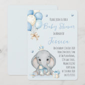 Cute Boy Elephant Prince Baby Shower Invitation (Devant / Derrière)