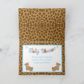 Cute Boy Giraffe Baby shower Bedankkaart (Binnen)