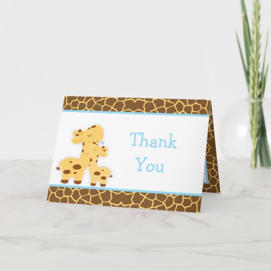 Cute Boy Giraffe Baby shower Bedankkaart (Voorkant)