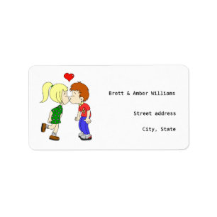 Cute boy girl cartoon adresetiket etiket