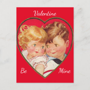 Cute Boy & Girl Heart Valentijn Briefkaart
