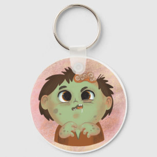 Cute boy in een Costume Chocolade van Zombie Hallo Sleutelhanger
