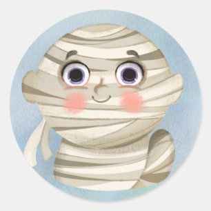 Cute boy in een Mummy Halloween Bord Ronde Sticker