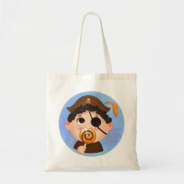 Cute boy in een pirate Halloween-kostuum Tote Bag