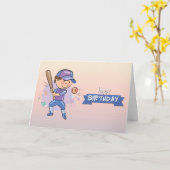 Cute Boy Jouer Au Baseball Carte Anniversaire (Fleur jaune)