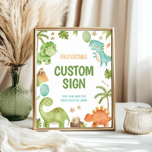 Cute Boy Jungle Dinosaur Verjaardagsfeest Tafelbor Poster