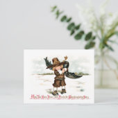 Cute  Boy met Turkey Briefkaart (Staand voorkant)