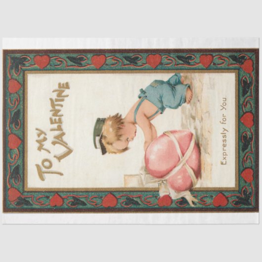 Cute Boy met Valentijn Heart Tissuepapier (Voorkant)