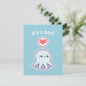 Cute Boy Octopus Baby Shower Invitations Kaart (Staand voorkant)
