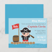 Cute Boy Pirate Birthday Party Kaart (Voorkant / Achterkant)