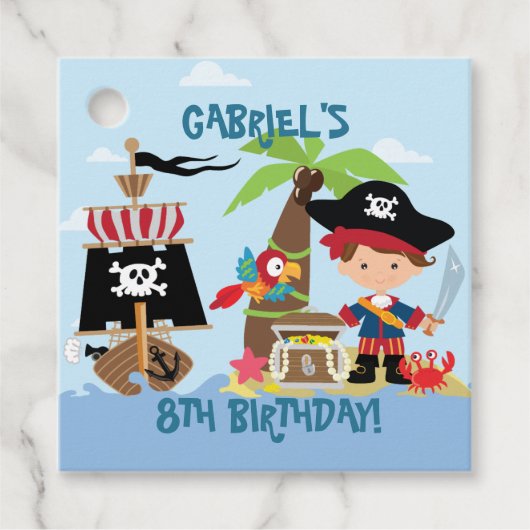 Cute Boy Pirate Party Bedankjes Labels (Voorkant)