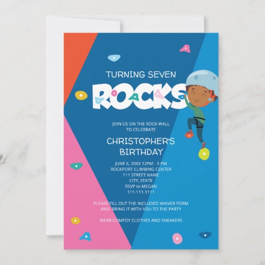 Cute Boy Rock Escalade Invitation d'anniversaire (Devant)