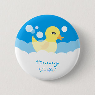 Cute Boy Rubber Ducky Baby shower Ronde Button 5,7 Cm
