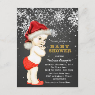 Cute Boy Santa Baby Snowflake Baby shower Kaart