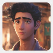 Cute Boy Vierkante Sticker (Voorkant)