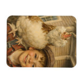 Cute Boy With Chicken Magnet (Horizontal)