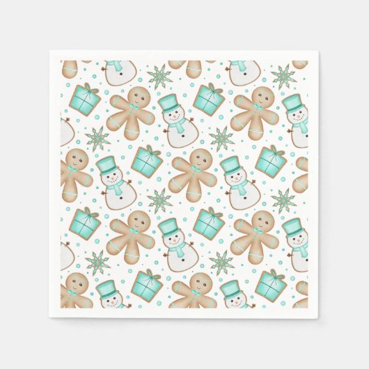 Cute Boys Blue Christmas Gingerbread Man Servet (Voorkant)