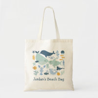 Cute Boys Blue Green Sea Créatures Sac fourre-tout