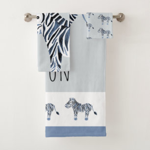 Cute Boy's Blue Waterverf Zebra Safari Baby Kinder Bad Handdoek