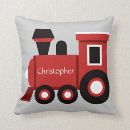 Cute Boy's Pillow, Red Train met naam Kussen