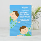 CUTE Boys Pool Party Anniversaire Invitation (Debout devant)