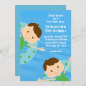 CUTE Boys Pool Party Anniversaire Invitation (Devant / Derrière)