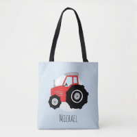 Cute Boy's Red Farmer's Tractor met naam