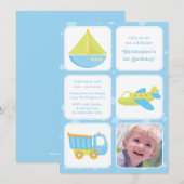 Cute boys reistijd verjaardagsfeestdag uitnodiging (Voorkant / Achterkant)