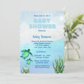 Cute Boys Sea Turtles Baby shower Invitation (Debout devant)