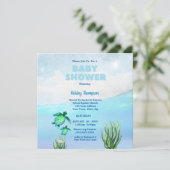 Cute Boys Sea Turtles Baby shower Invitation (Debout devant)