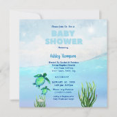 Cute Boys Sea Turtles Baby shower Invitation (Devant)