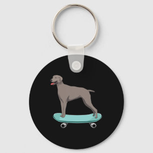 Cute Boys Skateboarden Cadeau Weimaraner Weim Hond Sleutelhanger