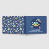 Cute Boys Space Alien Blue Baby shower livre d'hôt (Complet)
