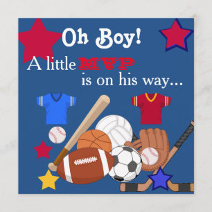Cute Boys Sports Baby shower Invitation HOCKEY Kaart