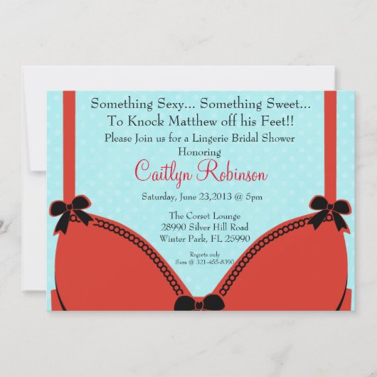 Cute Bra Lingerie Bridal Shower Invitation Kaart (Voorkant)