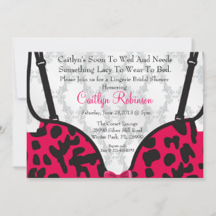 Cute Bra Lingerie Bridal Shower Invitation Kaart