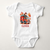 Cute brandweerauto en brandweerman romper (Voorkant)