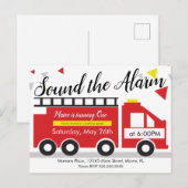 Cute brandweerauto voertuig confetti 1ste verjaard briefkaart (Voorkant / Achterkant)