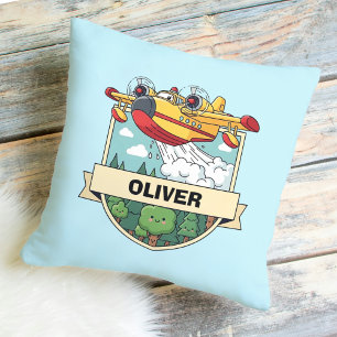 Cute Brandweervliegtuig Badge Kussen